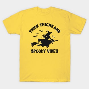 Funny Halloween Witch Silhouette: Thick Thighs and Spooky Vibes T-Shirt